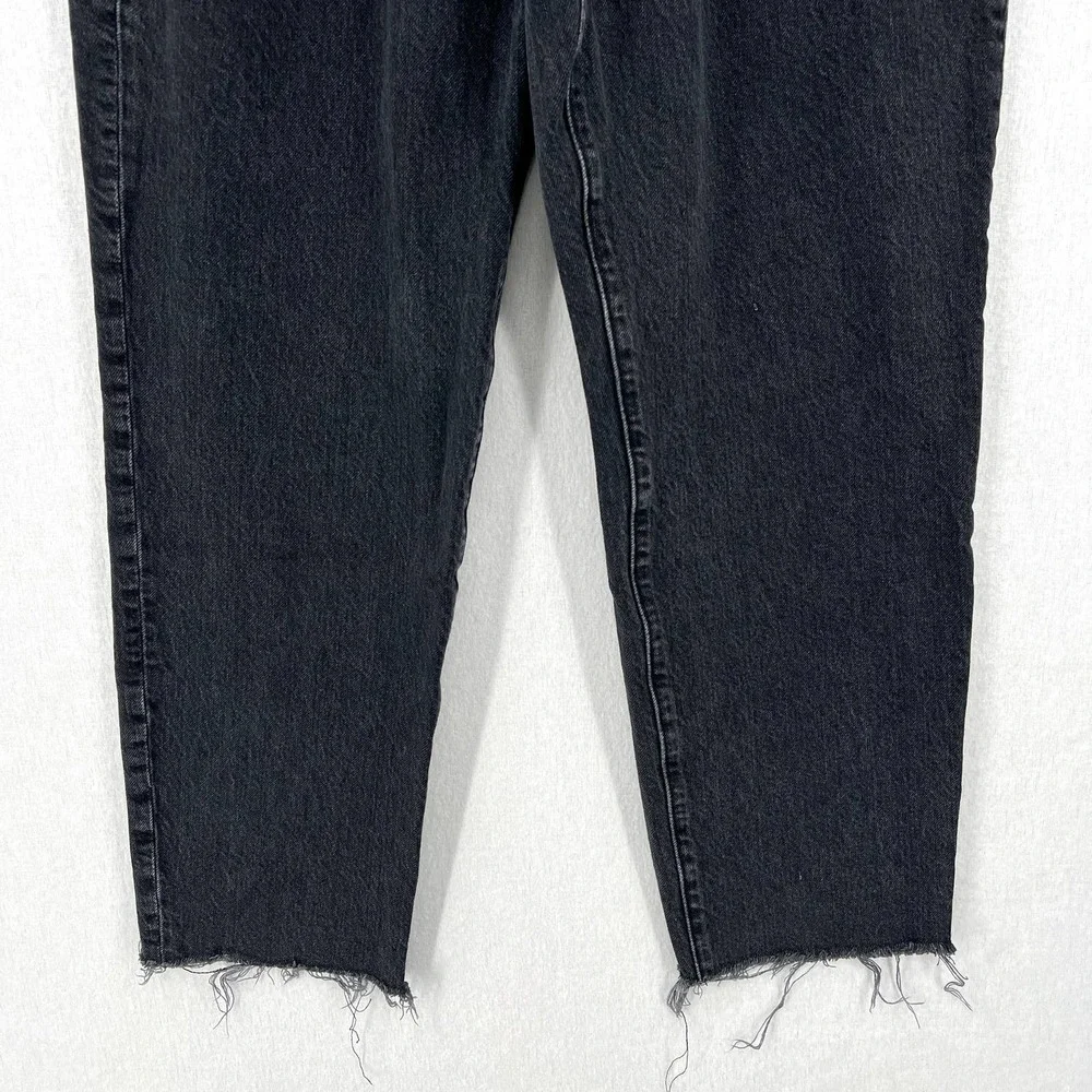 ABERCROMBIE & FITCH Mom Jeans Womens 27 4 Black High Rise Paperbag Tapered Raw - Picture 6 of 14